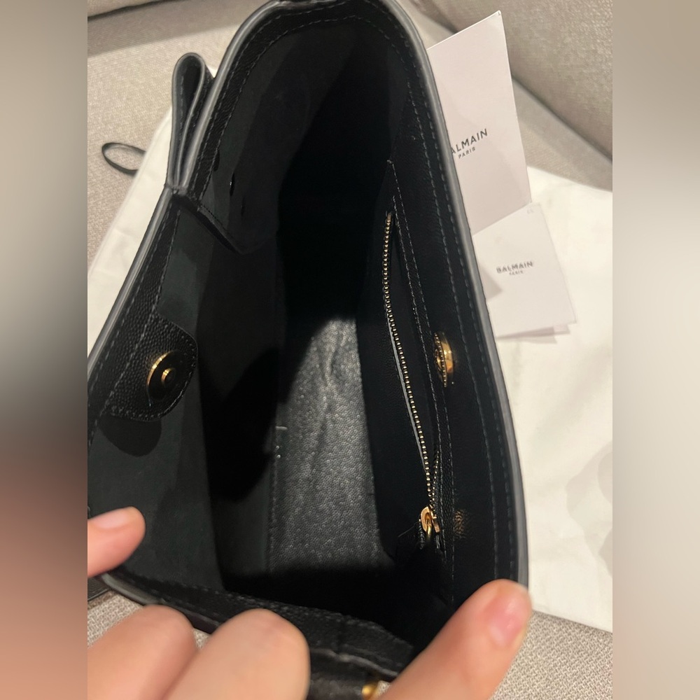 New Balmain black leather gold button embleme bag - Picture 9 of 13